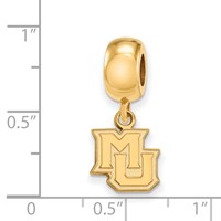 Sterling Silver Gold-plated LogoArt Marquette University M-u Extra Small Dangle Bead Charm view 3
