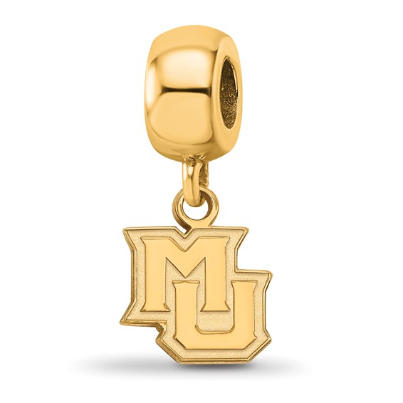 Sterling Silver Gold-plated LogoArt Marquette University M-U Extra Small Dangle Bead Charm