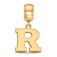 Sterling Silver Gold-plated LogoArt Rutgers University Letter R Small Dangle Bead Charm view 3