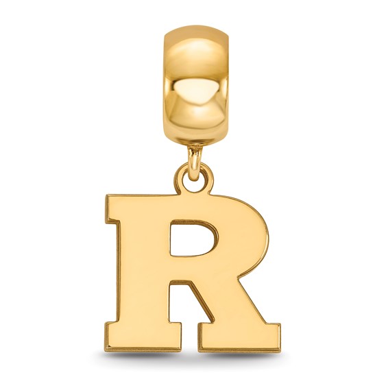 Sterling Silver Gold-plated LogoArt Rutgers University Letter R Small Dangle Bead Charm