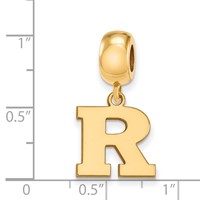 Sterling Silver Gold-plated LogoArt Rutgers University Letter R Small Dangle Bead Charm view 2