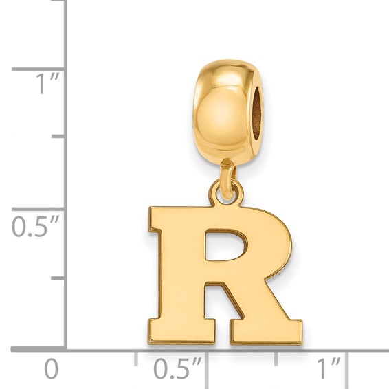 Sterling Silver Gold-plated LogoArt Rutgers University Letter R Small Dangle Bead Charm