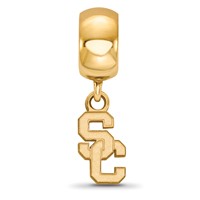 Sterling Silver Gold-plated LogoArt University of Southern California S-c Extra Small Dangle Bead Charm view 2