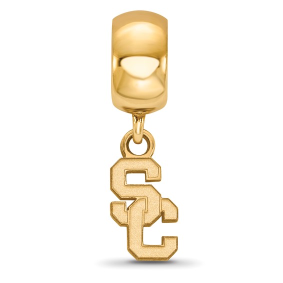 Sterling Silver Gold-plated LogoArt University of Southern California S-C Extra Small Dangle Bead Charm
