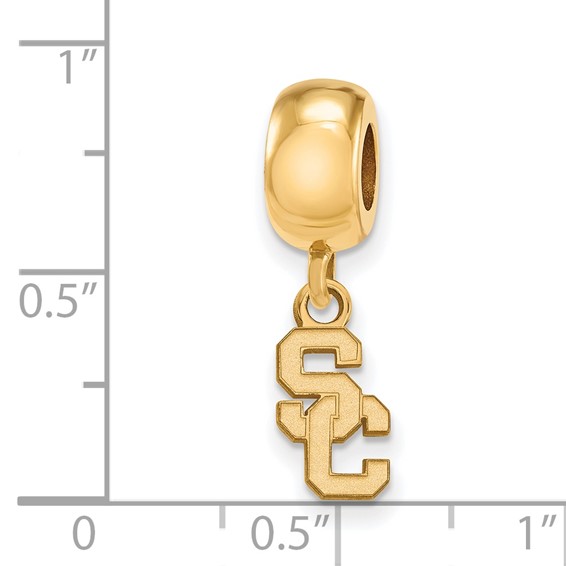Sterling Silver Gold-plated LogoArt University of Southern California S-C Extra Small Dangle Bead Charm
