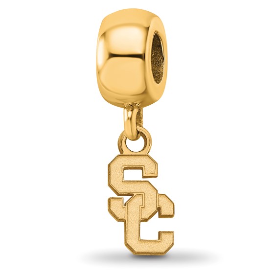 Sterling Silver Gold-plated LogoArt University of Southern California S-C Extra Small Dangle Bead Charm