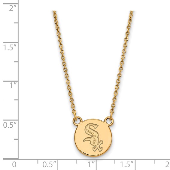 Sterling Silver Gold Plated Major League Baseball LogoArt Chicago White Sox Disc Necklace