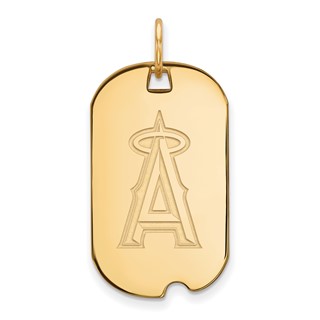 Sterling Silver Gold Plated Major League Baseball LogoArt Los Angeles Angels Dog Tag Pendant