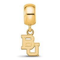 Sterling Silver Gold-plated LogoArt Baylor University Bears Extra Small Dangle Bead Charm view 2