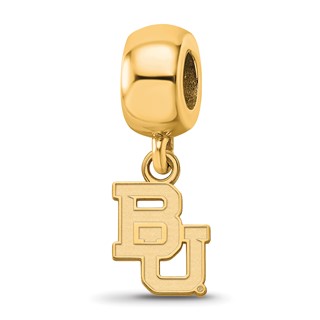 Sterling Silver Gold-plated LogoArt Baylor University Bears Extra Small Dangle Bead Charm