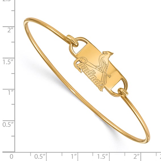 Sterling Silver Gold Plated Major League Baseball LogoArt St. Louis Cardinals Wire Bangle