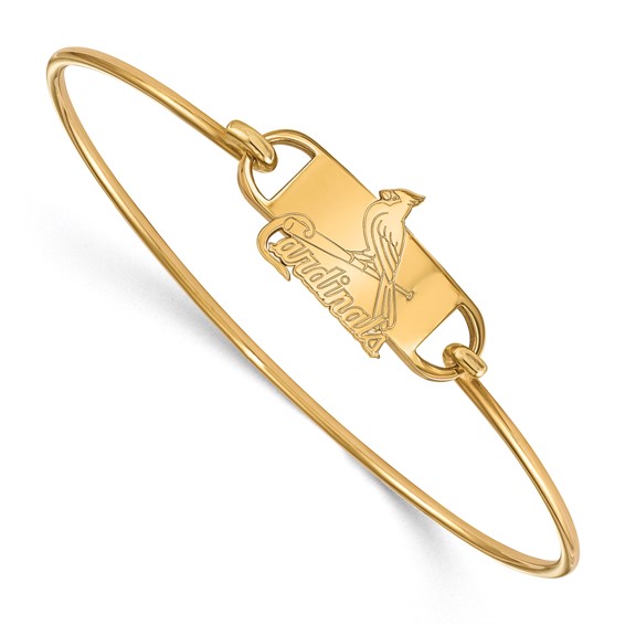 Sterling Silver Gold Plated Major League Baseball LogoArt St. Louis Cardinals Wire Bangle