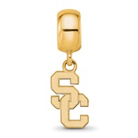 Sterling Silver Gold-plated LogoArt University of Southern California S-c Small Dangle Bead Charm view 3