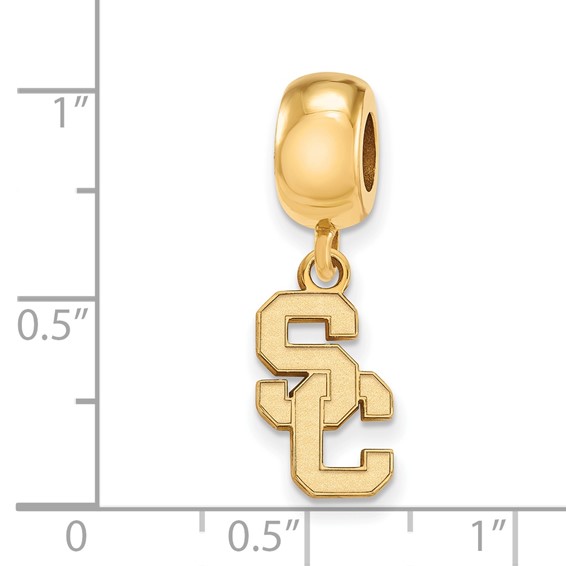 Sterling Silver Gold-plated LogoArt University of Southern California S-C Small Dangle Bead Charm