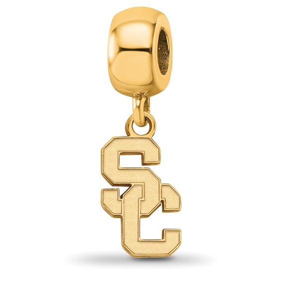 Sterling Silver Gold-plated LogoArt University of Southern California S-C Small Dangle Bead Charm