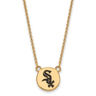 Sterling Silver Gold Plated Major League Baseball LogoArt Chicago White Sox Enamel Necklace