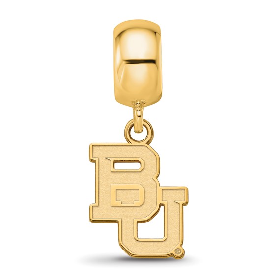 Sterling Silver Gold-plated LogoArt Baylor University Bears Small Dangle Bead Charm