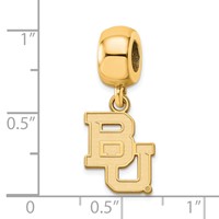 Sterling Silver Gold-plated LogoArt Baylor University Bears Small Dangle Bead Charm view 3