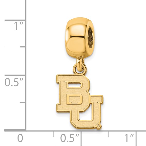 Sterling Silver Gold-plated LogoArt Baylor University Bears Small Dangle Bead Charm