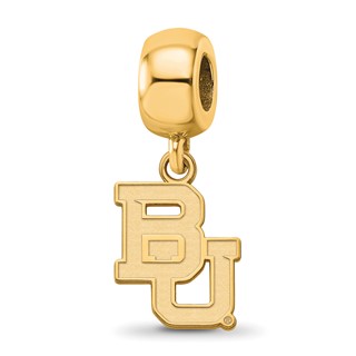Sterling Silver Gold-plated LogoArt Baylor University Bears Small Dangle Bead Charm