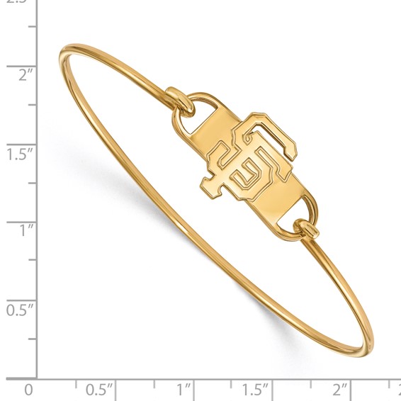 Sterling Silver Gold Plated Major League Baseball LogoArt San Francisco Giants S-F Wire Bangle