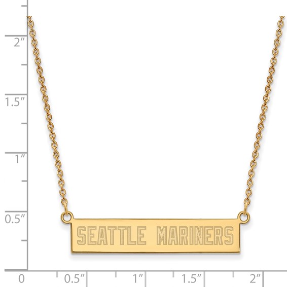 Sterling Silver Gold Plated Major League Baseball LogoArt Seattle Mariners Bar Necklace