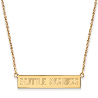 Sterling Silver Gold Plated Major League Baseball LogoArt Seattle Mariners Bar Necklace