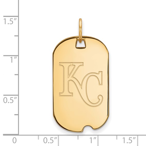 Sterling Silver Gold Plated Major League Baseball LogoArt Kansas City Royals Dog Tag