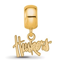 Sterling Silver Gold-plated LogoArt University of Nebraska Huskers Extra Small Dangle Bead Charm view 4