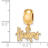 Sterling Silver Gold-plated LogoArt University of Nebraska Huskers Extra Small Dangle Bead Charm view 3