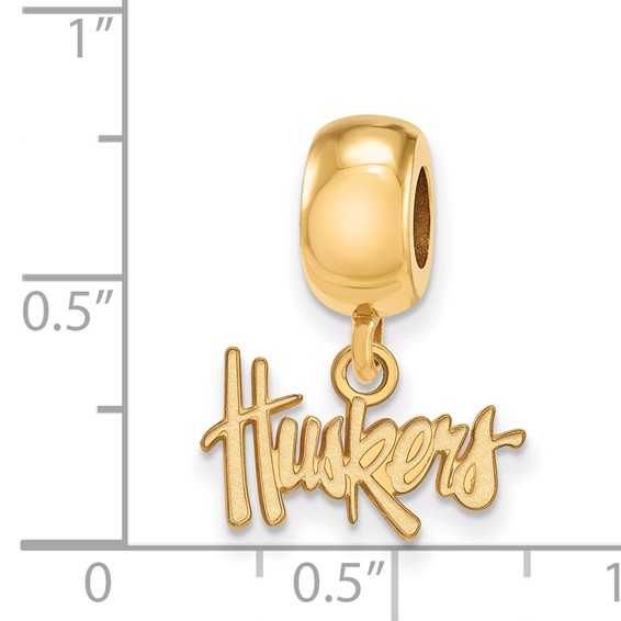 Sterling Silver Gold-plated LogoArt University of Nebraska Huskers Extra Small Dangle Bead Charm