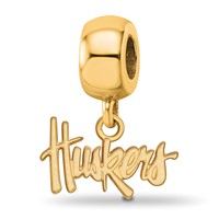 Sterling Silver Gold-plated LogoArt University of Nebraska Huskers Extra Small Dangle Bead Charm view 1