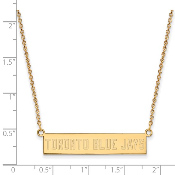 Sterling Silver Gold Plated Major League Baseball LogoArt Toronto Blue Jays Small Bar Necklace