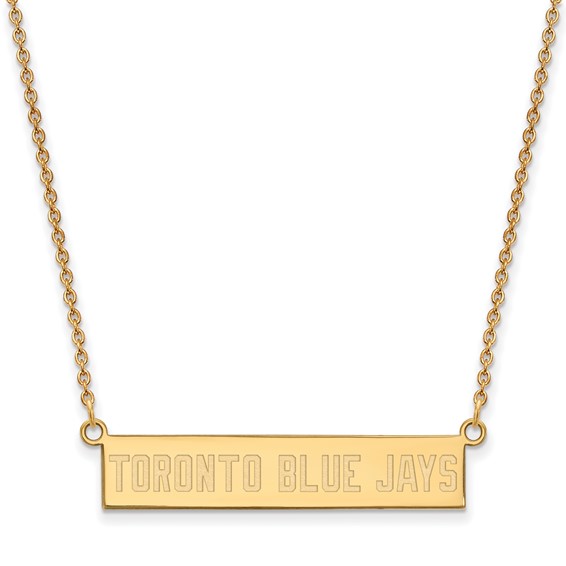 Sterling Silver Gold Plated Major League Baseball LogoArt Toronto Blue Jays Small Bar Necklace