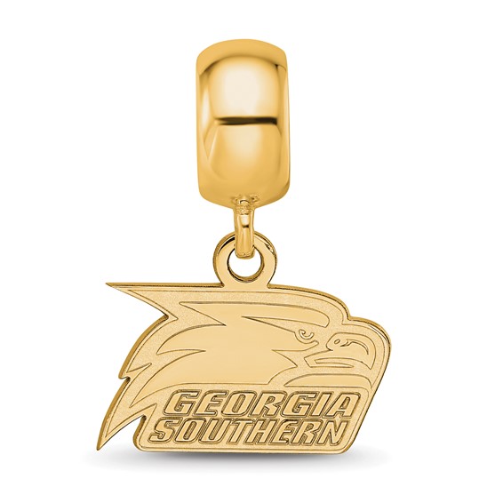 Sterling Silver Gold-plated LogoArt Georgia Southern University Eagle Extra Small Dangle Bead Charm