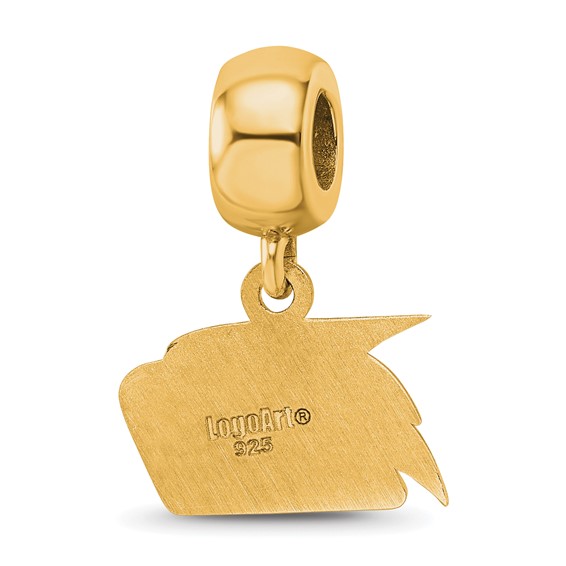 Sterling Silver Gold-plated LogoArt Georgia Southern University Eagle Extra Small Dangle Bead Charm