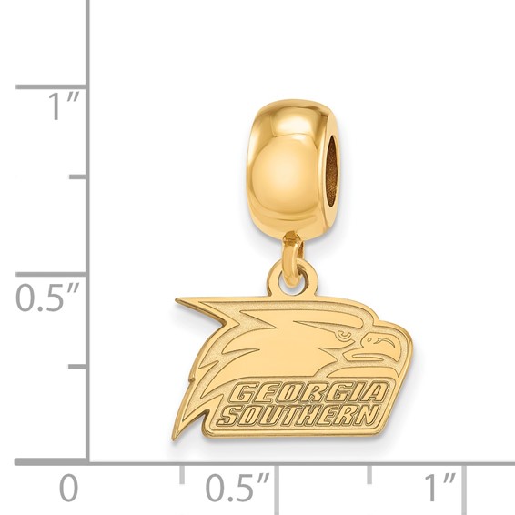 Sterling Silver Gold-plated LogoArt Georgia Southern University Eagle Extra Small Dangle Bead Charm