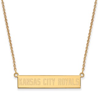 Sterling Silver Gold Plated Major League Baseball LogoArt Kansas City Royals Bar Necklace