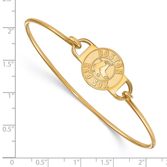 Sterling Silver Gold Plated Major League Baseball LogoArt Boston Red Sox Wire Bangle