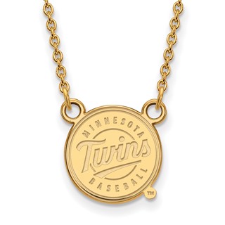 14k Gold Major League Baseball LogoArt Minnesota Twins Baseball Small Pendant Necklace