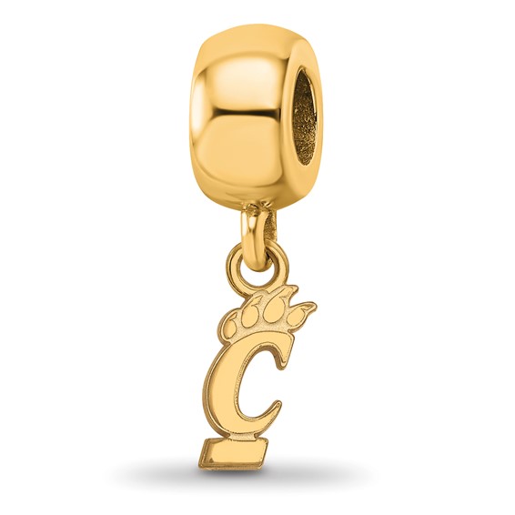 Sterling Silver Gold-plated LogoArt University of Cincinnati Extra Small Dangle Bead Charm