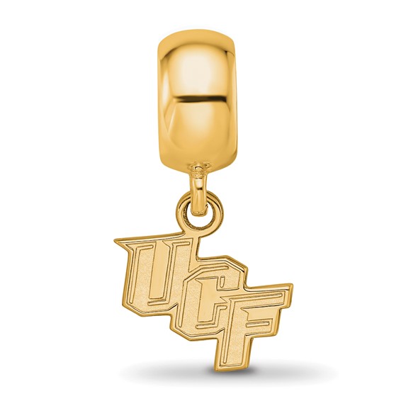 Sterling Silver Gold-plated LogoArt University of Central Florida U-C-F Extra Small Dangle Bead Charm
