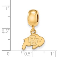 Sterling Silver Gold-plated LogoArt University of Colorado Buffalo Extra Small Dangle Bead Charm view 2