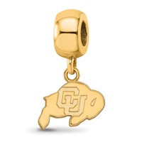 Sterling Silver Gold-plated LogoArt University of Colorado Buffalo Extra Small Dangle Bead Charm view 1
