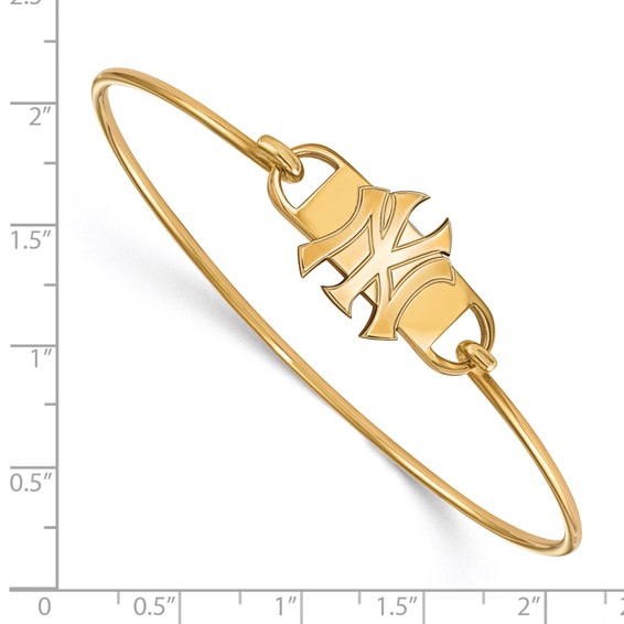 Sterling Silver Gold Plated Major League Baseball LogoArt New York Yankees N-Y Wire Bangle