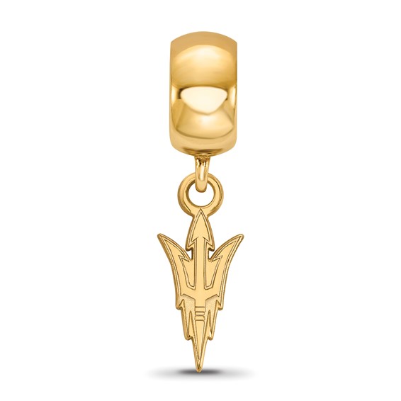 Sterling Silver Gold-plated LogoArt Arizona State University Pitchfork Small Dangle Bead Charm