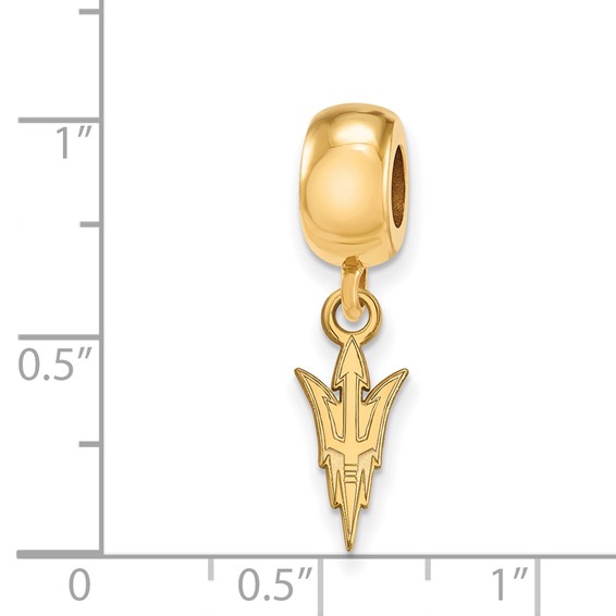 Sterling Silver Gold-plated LogoArt Arizona State University Pitchfork Small Dangle Bead Charm