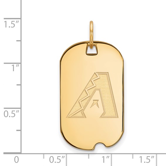 Sterling Silver Gold Plated Major League Baseball LogoArt Arizona Diamondbacks Small Dog Tag