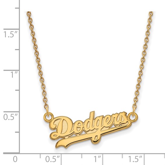 Sterling Silver Gold Plated Major League Baseball LogoArt Los Angeles Dodgers Pendant Necklace