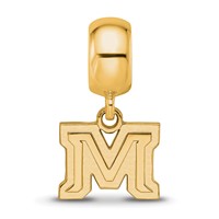 Sterling Silver Gold-plated LogoArt Montana State University Letter M Extra Small Dangle Bead Charm view 4